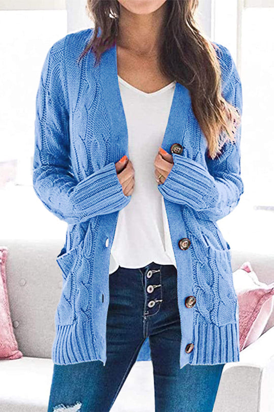 Cardigan épais en tricot de couleur unie à boutons