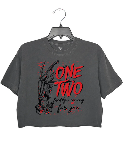 One Two Freddy's Coming For You Halloween Crop Top