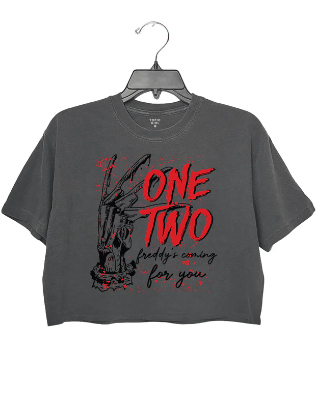 One Two Freddy's Coming For You Halloween Crop Top
