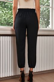 High Waist Lace-Up Pencil Cuff Pants