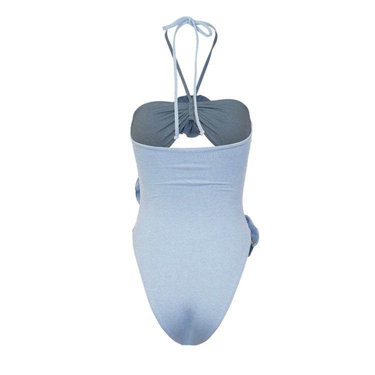 Maillot de bain une pièce et paréo découpés à fleurs 3D 