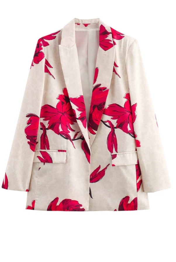 Special Attendance – Langärmliger Blazer mit Revers und Blumenmuster aus Satin