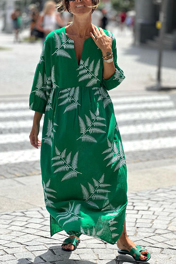 robe ample à motif feuillage 