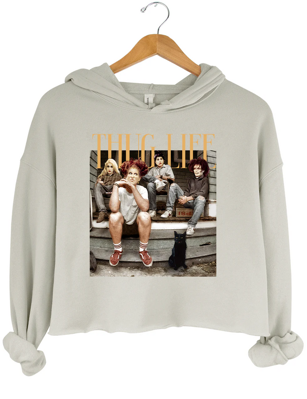 Hocus Pocus Thug Life Bad Witches Crop Hoodie