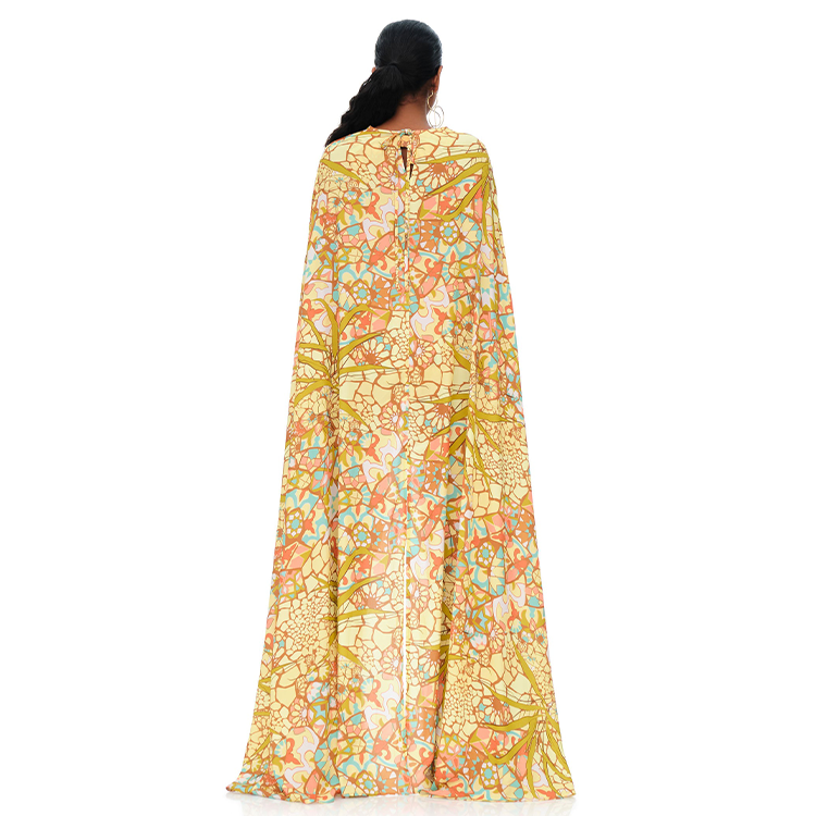 Maillot de bain bikini à imprimé opulent et cape à pompons 