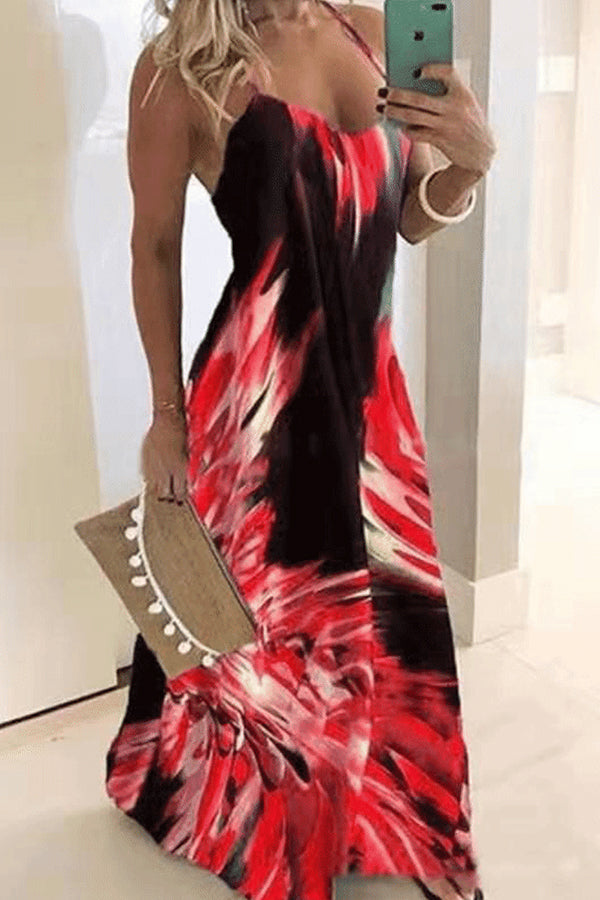 Summer Flame Print Camisole Dress