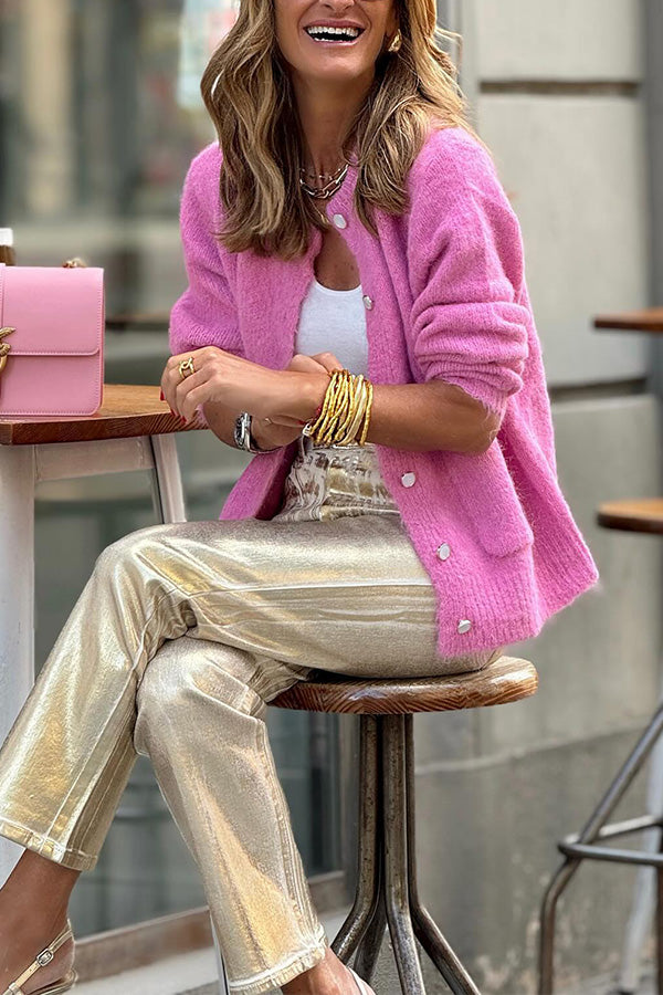 Cardigan pull col rond ample et simple