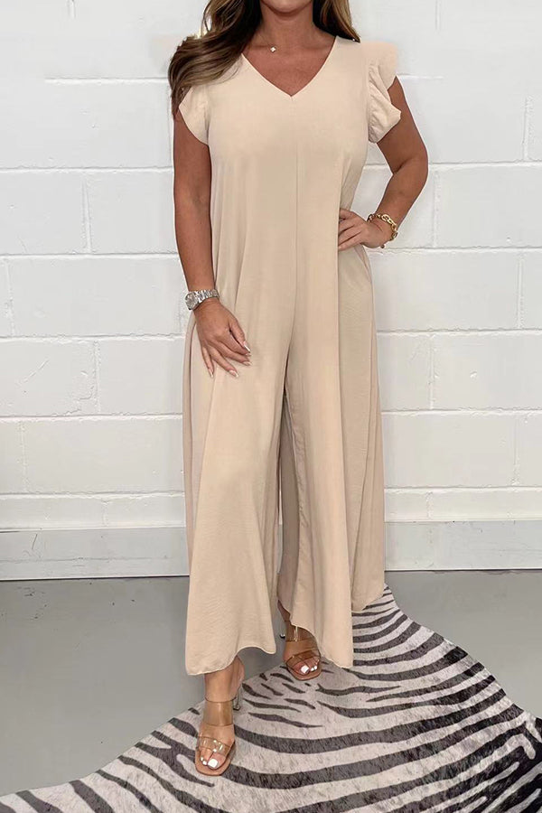 Loose casual short sleeved long jumpsuit