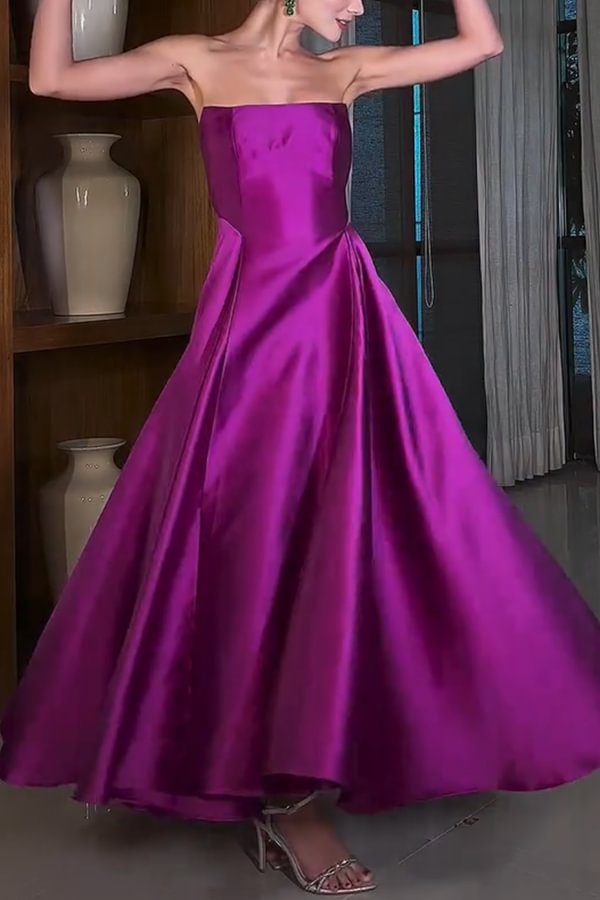 Robe longue en satin à épaules dénudées et à carreaux « Cendrillon's Dream »