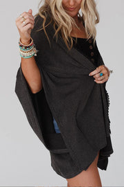 Textured Lace Trim Open Front Kimono Cardigan