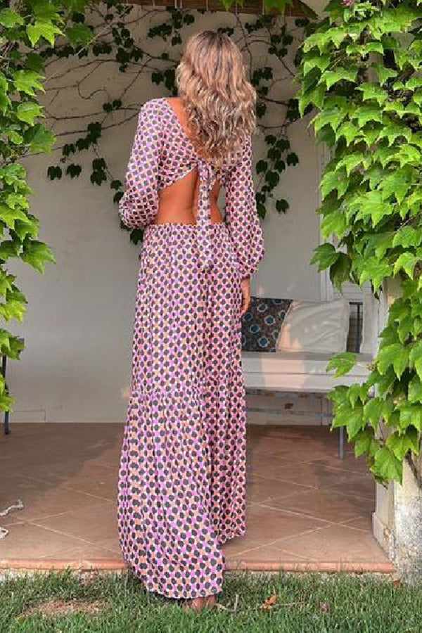 Serene Dreams Printed Side Cutout Elastic Waist Maxi Dress