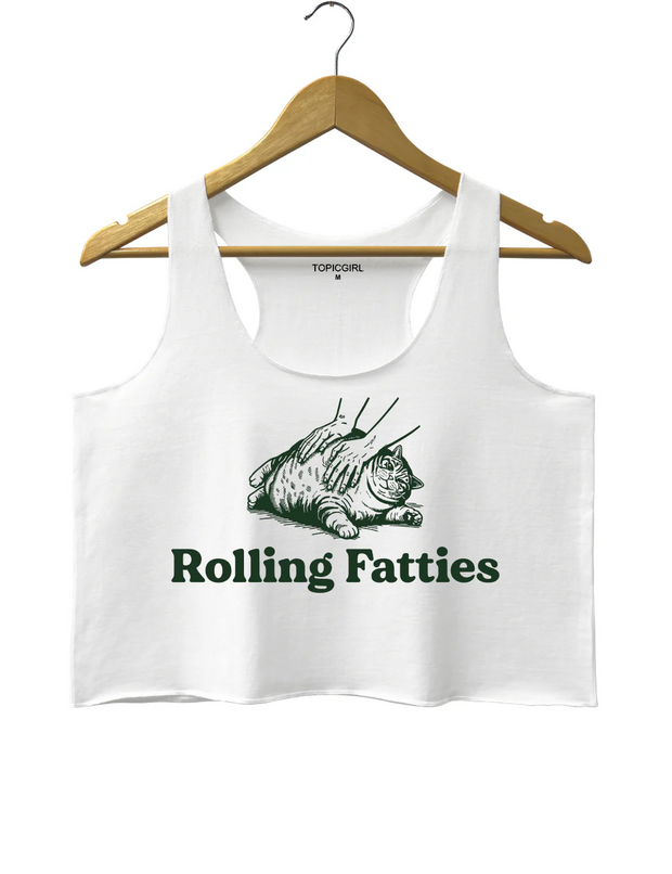 Cat Rolling Fatties Crop Tank Top