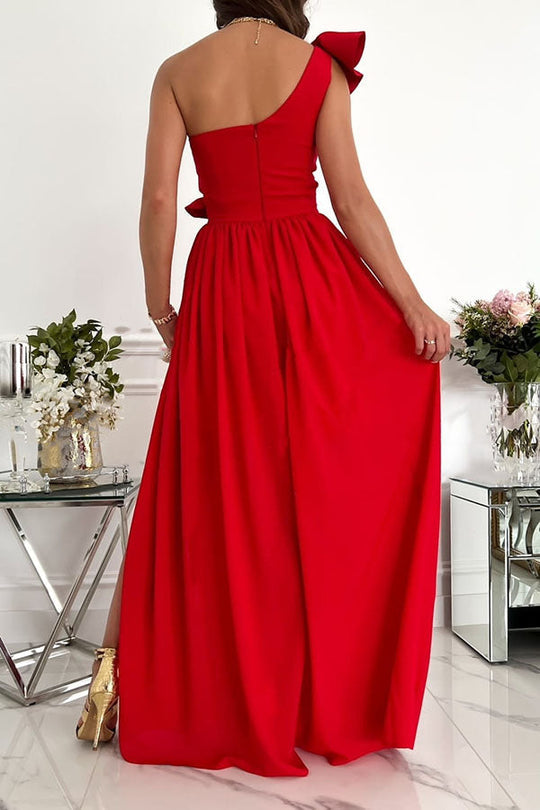 Robe longue de soirée asymétrique à volants Darling Muse 