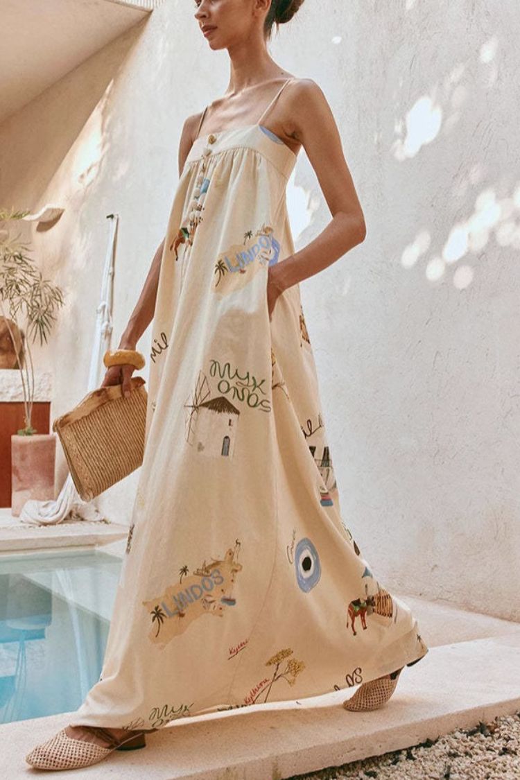 Robe longue ample dos nu en lin mélangé pour les fêtes