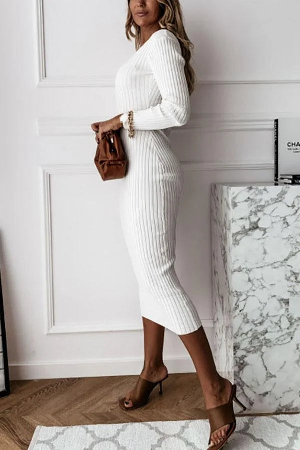 A New Day Ribbed Knit Midi Dress
