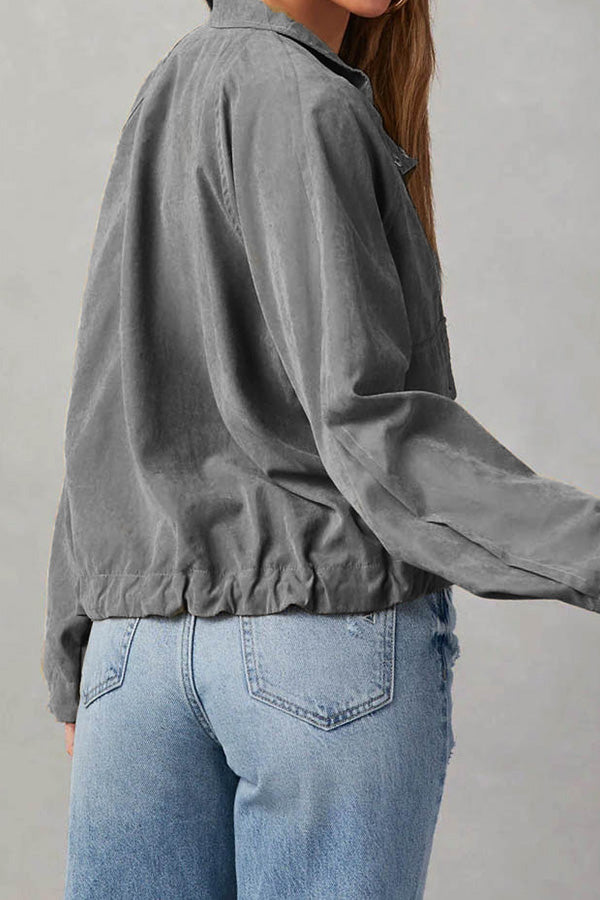 Veste midi à revers à carreaux brossés, plusieurs boutons et deux poches 