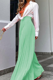 Fashionable style pleated long wide leg pants