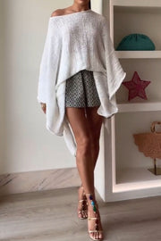 Sunny Somewhere Knit Batwing Sleeve Loose Cover-up Cape
