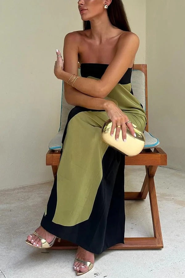 Robe longue ample à imprimé floral abstrait Jaime, épaules dénudées et élastique, idéale pour les vacances