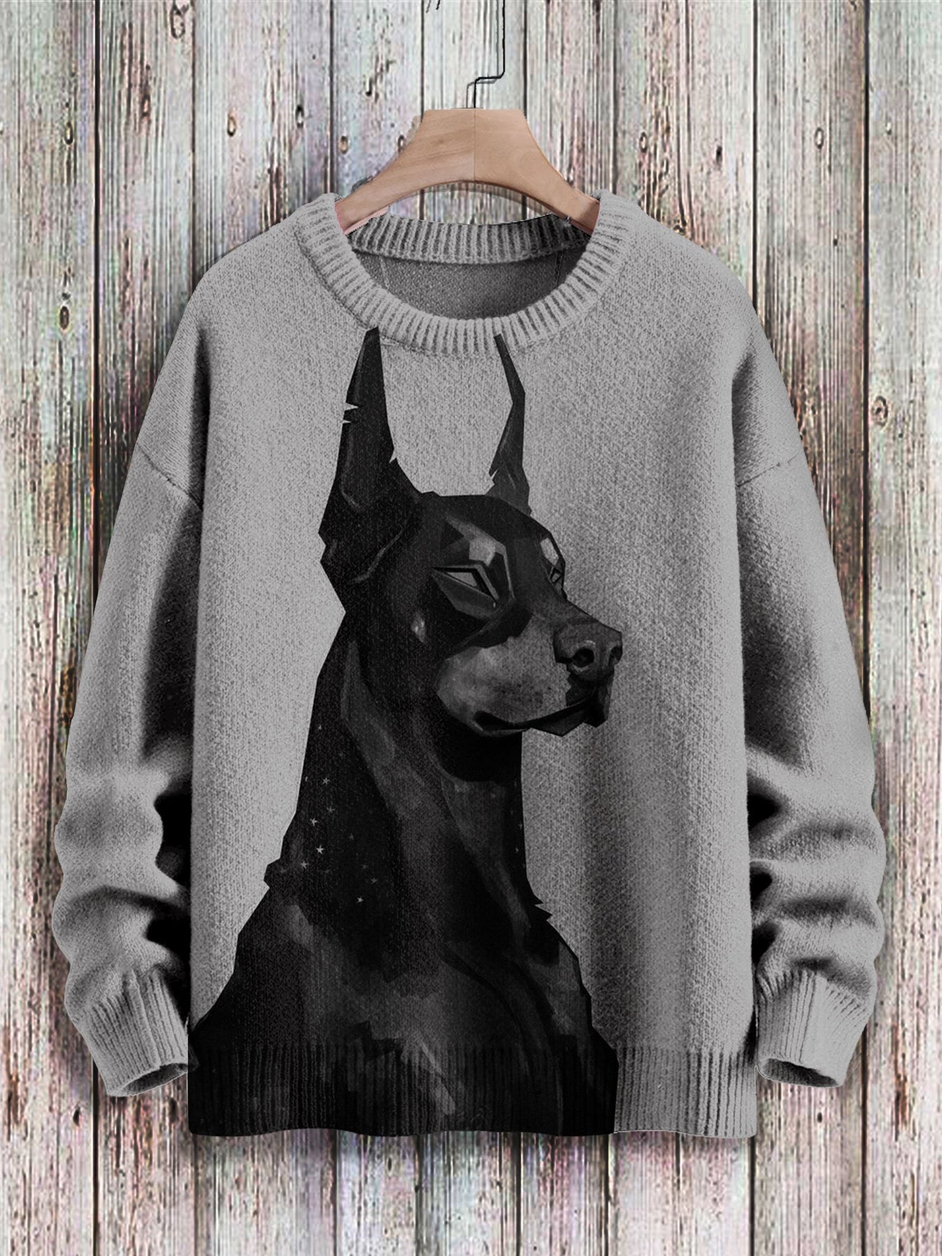 Dog Lover Art Print Knit Pullover Sweater