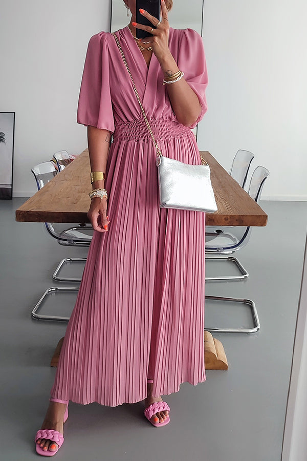 Delightful Day Smocked Waiset Pleated Wide Leg Jumpsuit