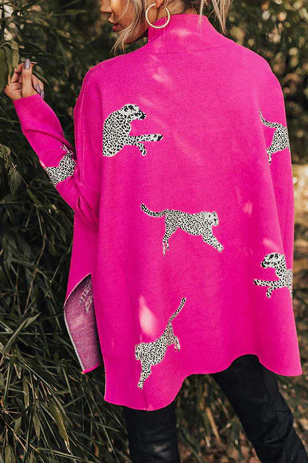 SWEAT-SHIRT LÉOPARD CONFORTABLE ET DOUX AVEC FENTES