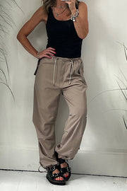 Casual Callings Drawstring Waist Pocketed Oversized Cargo Pants