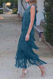 Off-Shoulder Elegant Fringe Dress