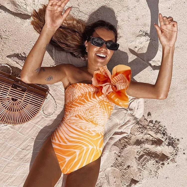 Maillot de bain une pièce et jupe Vioye imprimés fleurs 3D 