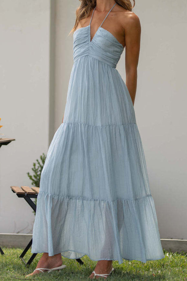 Robe longue à épaules dénudées et col en V