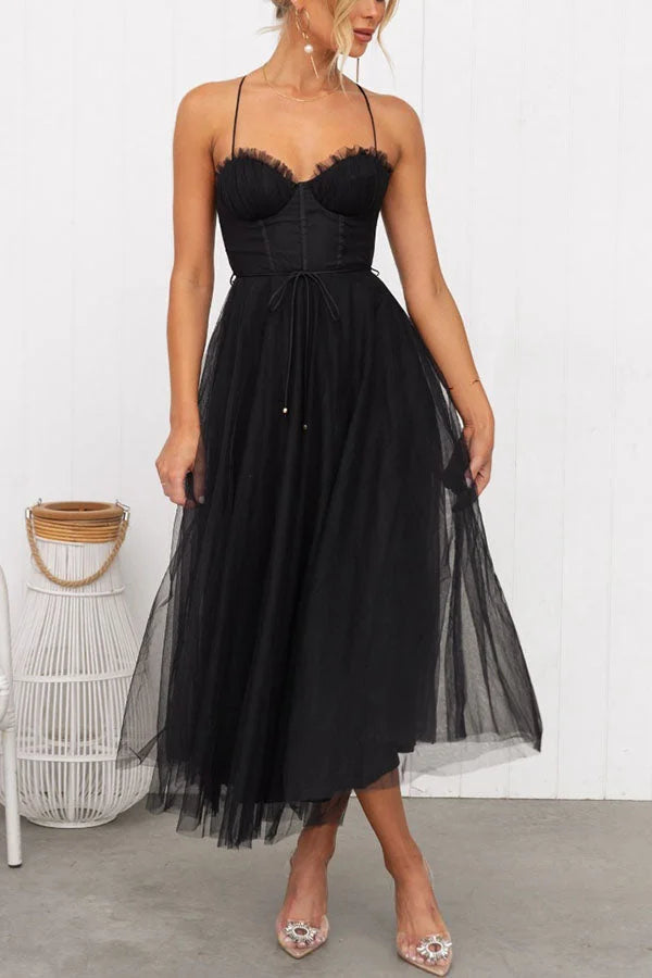 Modern-day Princess Chiffon Suspenders Party Maxi Dress