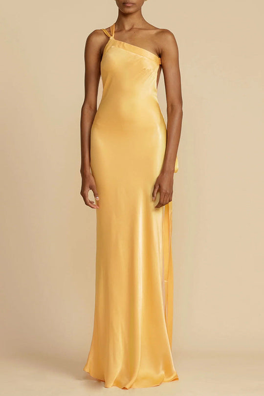 Robe longue asymétrique en satin à une épaule et dos nu Moonlit Soiree 