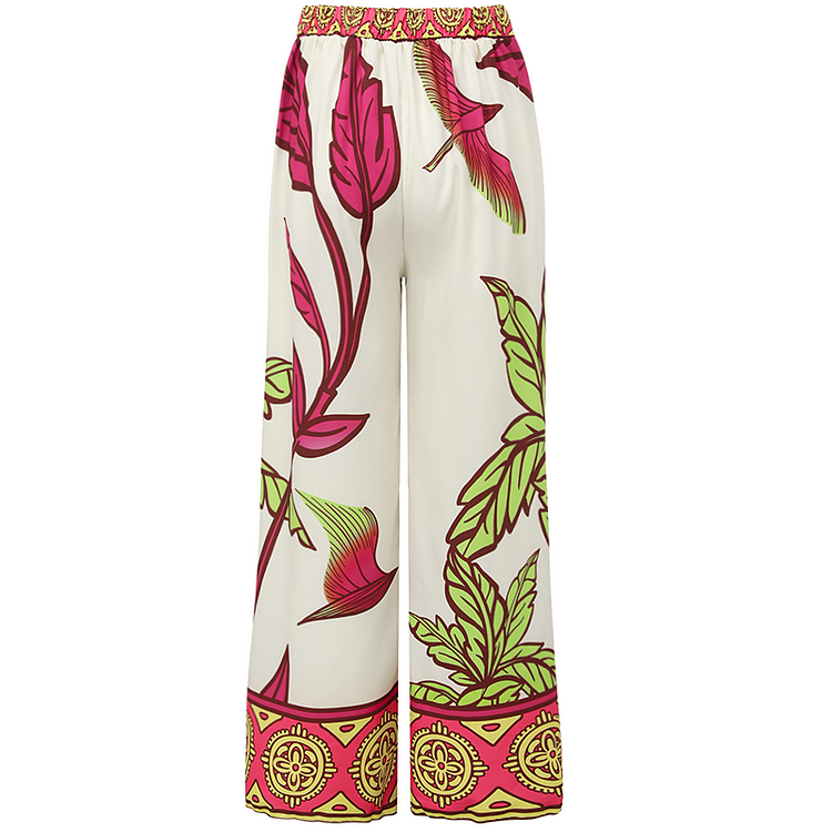 Maillot de bain une pièce imprimé plantes tropicales avec nœud papillon sur l'épaule et pantalon 