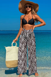 Multicolor printed suspender swimsuit three-piece swimsuit