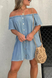 NEW SHORT SLEEVE CASUAL DENIM DRESS (BUY 2 FREE SHIPPING)