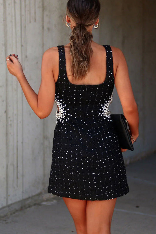 For The Fame – Tweed-Minikleid mit Perlen-Cutting