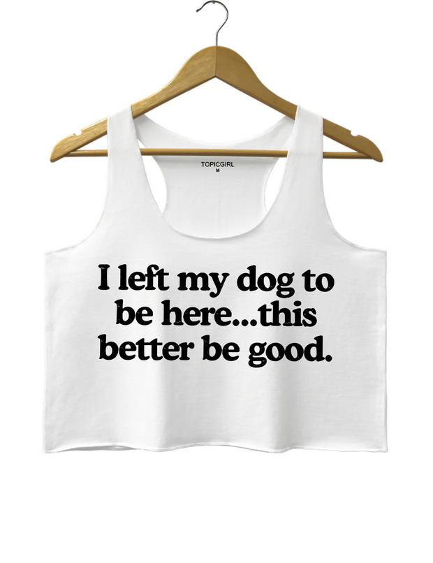 I Left My Dog To Be Here This Better Be Good Crop Tank Top