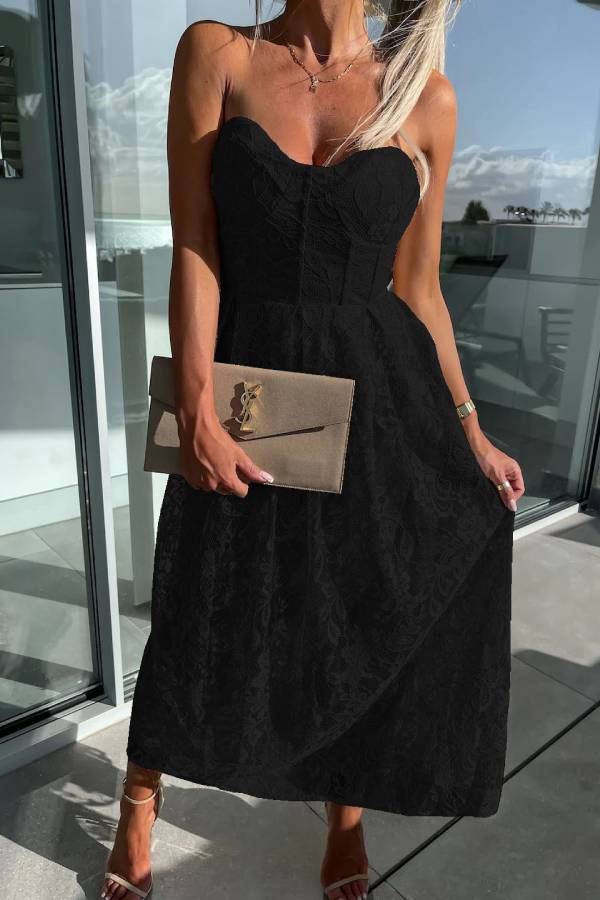 Robe de vacances décontractée en dentelle ample 