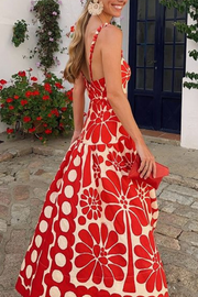 Elegant Holiday Print Sling Dress