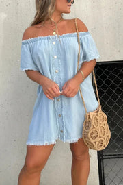 NEW SHORT SLEEVE CASUAL DENIM DRESS (BUY 2 FREE SHIPPING)