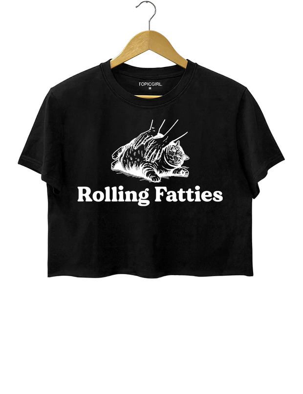 Cat Rolling Fatties Crop Top