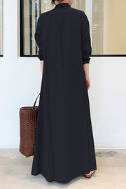 Long Sleeve Simple Loose Casual Long Dress