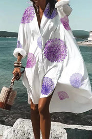 Tropical Fizz Printed Oversized Shirt Midi Dress