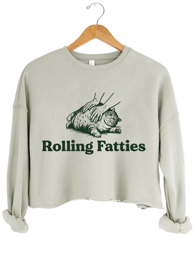 Cat Rolling Fatties Crop Sweatshirt