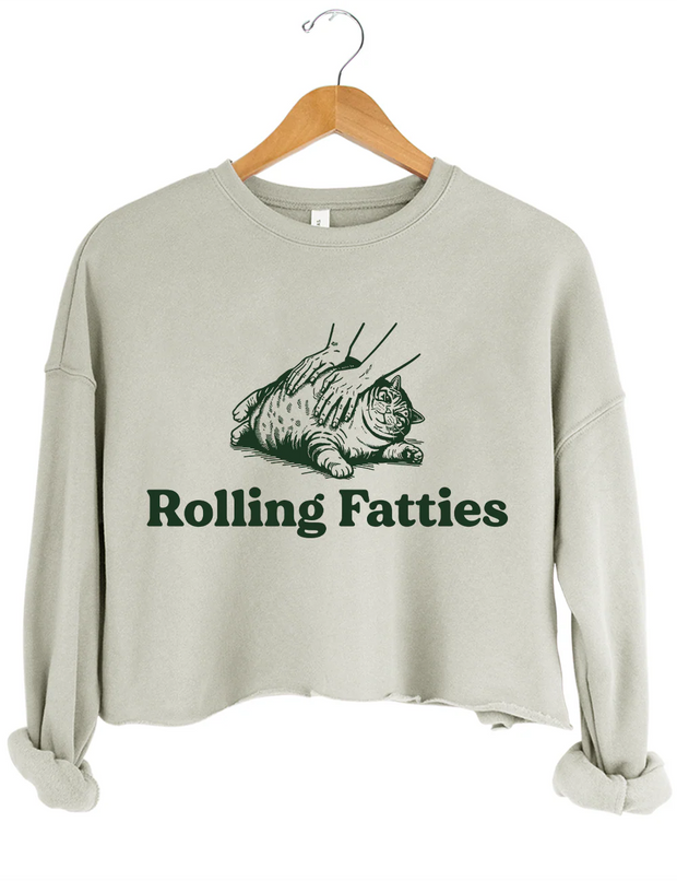 Cat Rolling Fatties Crop Sweatshirt