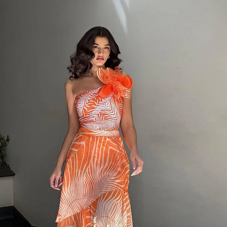 Maillot de bain une pièce et jupe Vioye imprimés fleurs 3D 
