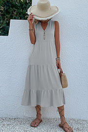 Sleeveless loose casual solid color vest dress