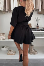 Stylish Comfortable V-neck Wide Sleeve Tie-up Loose Romper