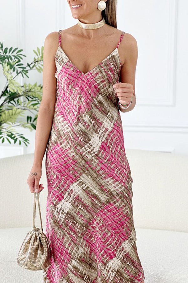 Goya snakeskin strap deep v-neck dress