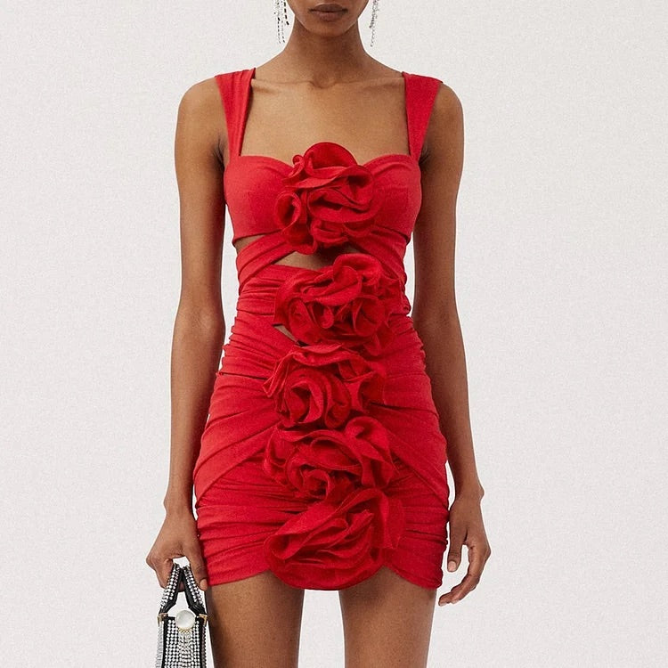 Maillot de bain une pièce et jupe rouge à fleurs 3D Swimgirls 